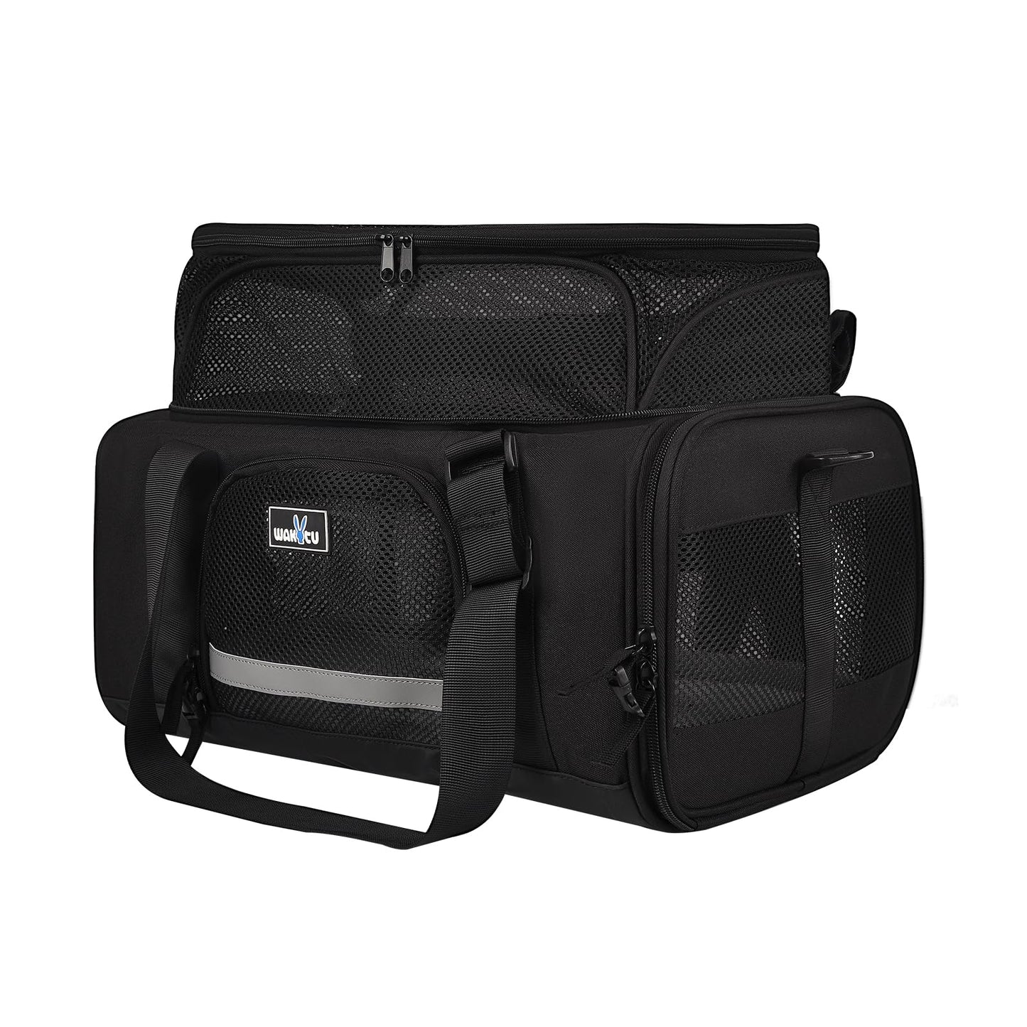 Wakytu Pet Carrier for Small Dogs Cats TSA Collapsible Cat Carrier Expandable Dog Carrier Bag Adequate Ventilation Airline Approved Pet Carrier with Safety Lock Zipper