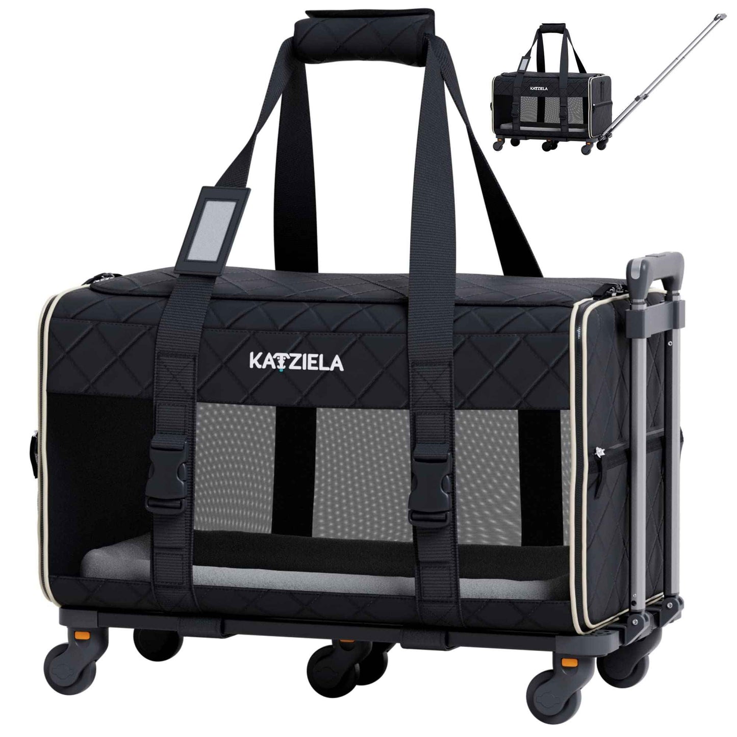 Pet Carrier Airline Approved - Dog Carrier with Wheels - TSA Airline Approved Dog Carrier - Rolling Pet Carrier with Wheels for Small to Medium Size Cat or Dog - Airplane Cabin Animal