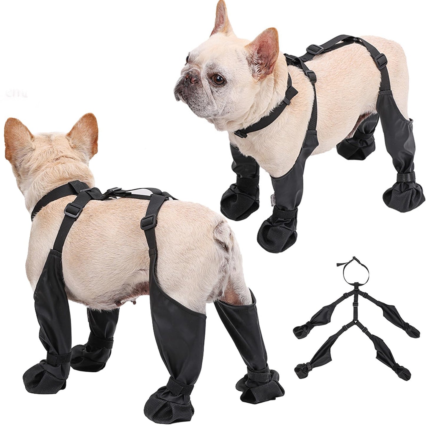 CAPT.SNOOZE Outdoor Walking Dog Boots Dog Shoes Nonslip for Snow Rain|Dog Suspender Boots|Hiking Booties|Anti-Slip Dog Shoes|Dog Paw Boot Leggings|Waterproof Dog Boots Small