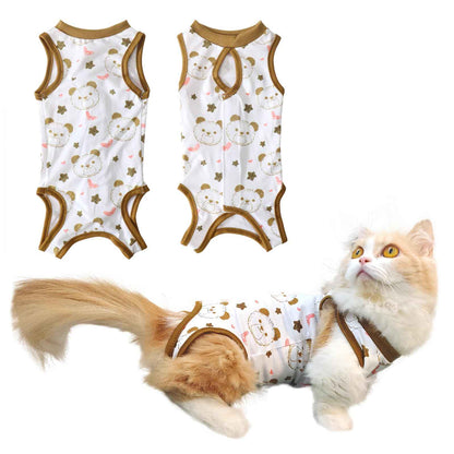 ULoomee Cat Recovery Suit After Surgery Breathable Cat Onesie for Cats Cat Spay Recovery Suit Surgical Abdominal Wound Skin Wear Brown-M
