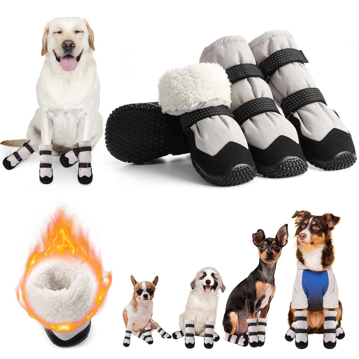 Winter Dog Snow Boots with Warm Wool Lining Dog Shoes for Large Small Medium Dogs Dog Booties and Paw Protectors Anti-Slip Dog Shoes with Reflective for Snow Hardwood Floors Hiking (Size 7)