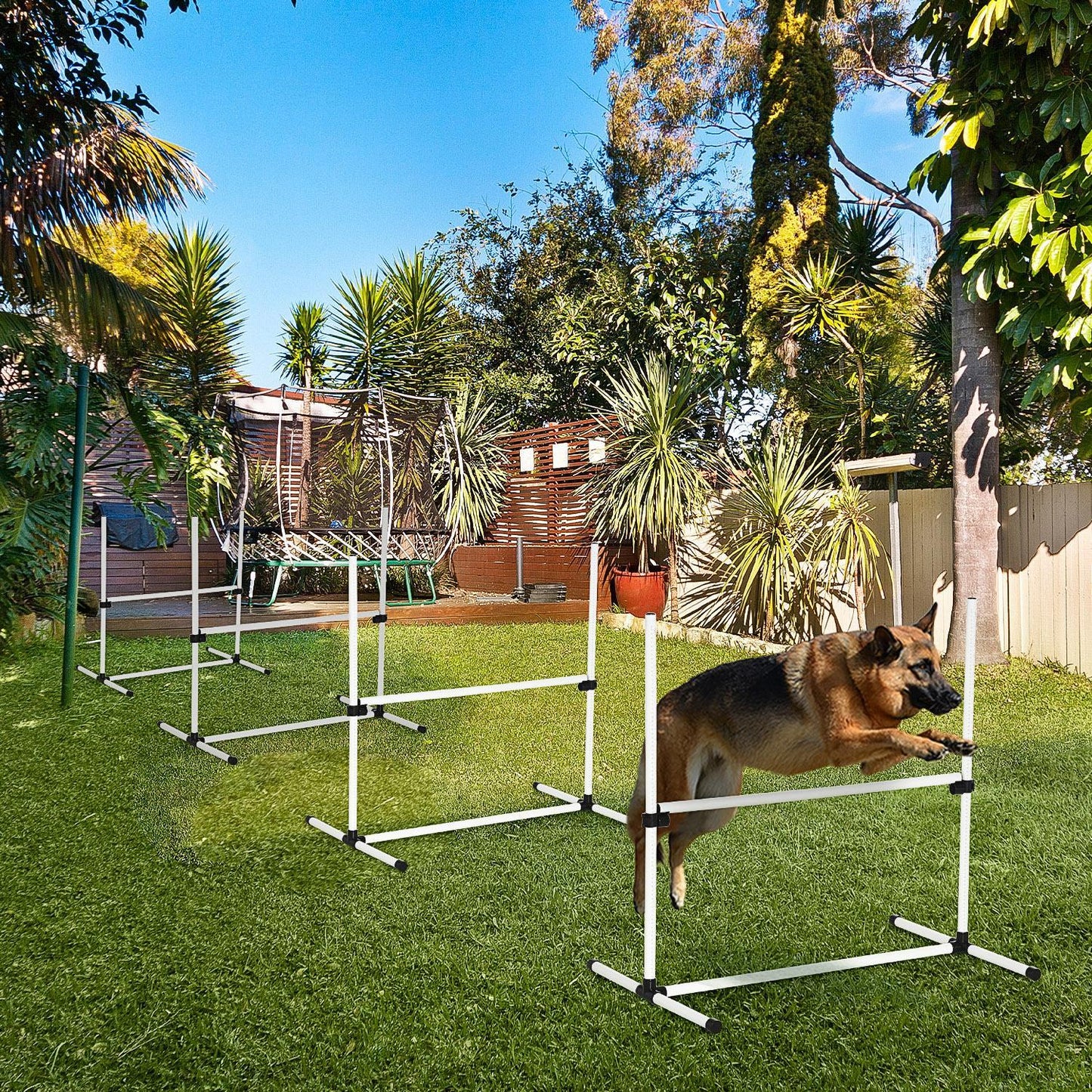 4-piece Dog Agility Training Equipment With Height-adjustable Jumping Poles