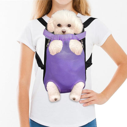 FEimaX Dog Carrier Backpack Pet Legs Out Front Cat Travel Bag Adjustable Puppy Backpacks Carriers Hands-Free for Small Medium Dogs Cats Hiking Traveling Camping Daily Walking (Small Purple)