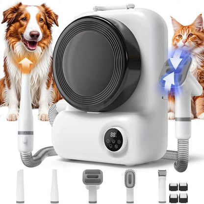 Portable Pet Hair Grooming Vacuum Cleaner with Multiple Attachments