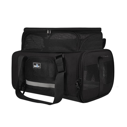 Wakytu Pet Carrier for Small Dogs Cats TSA Collapsible Cat Carrier Expandable Dog Carrier Bag Adequate Ventilation Airline Approved Pet Carrier with Safety Lock Zipper