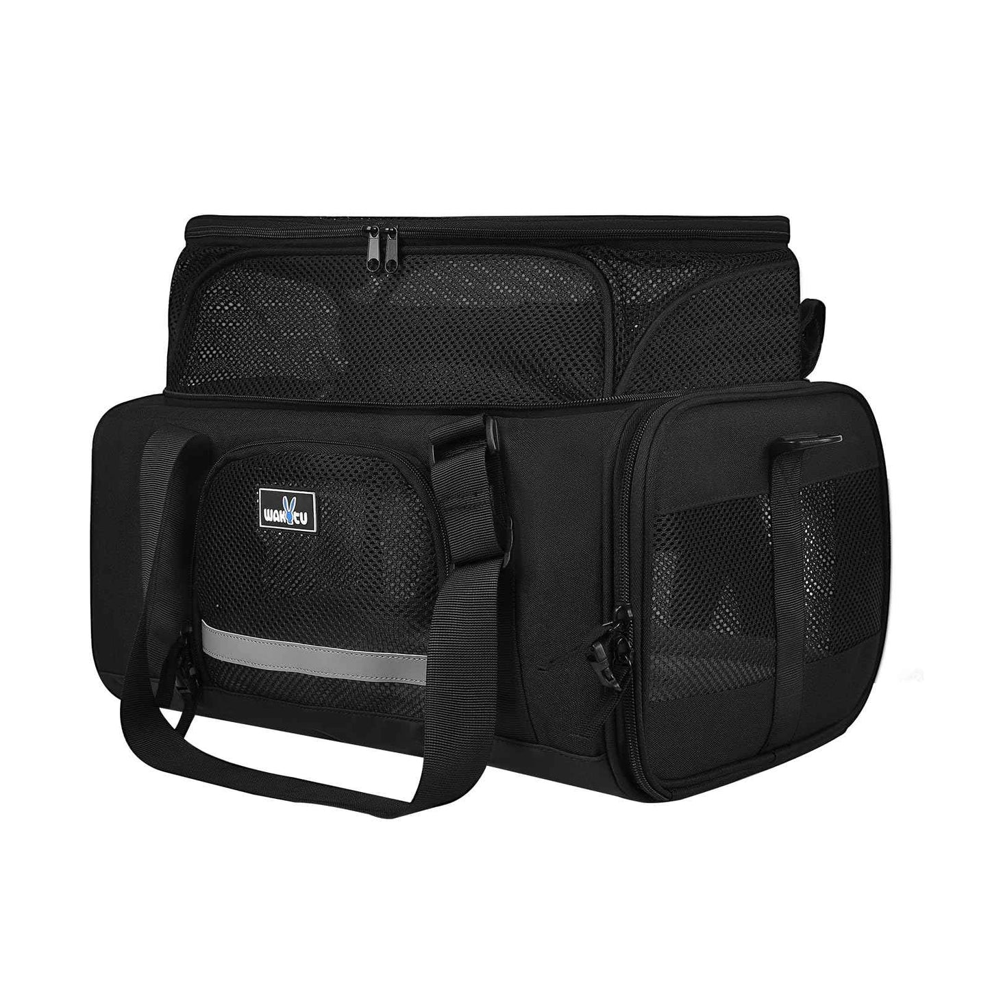 Wakytu Pet Carrier for Small Dogs Cats TSA Collapsible Cat Carrier Expandable Dog Carrier Bag Adequate Ventilation Airline Approved Pet Carrier with Safety Lock Zipper
