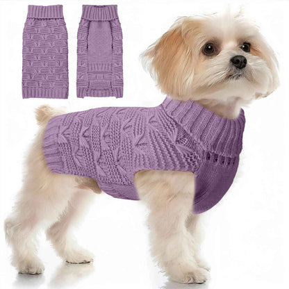 BAEJMJK Small Dog Sweater Turtleneck Dog Sweater Vest Warm Dog Knitted Sweaters Dog Clothes for Small Medium Dogs Fall Winter Puppy Knitwear Pullover for Girl Boy Dogs Cats(PurpleXX-Large)