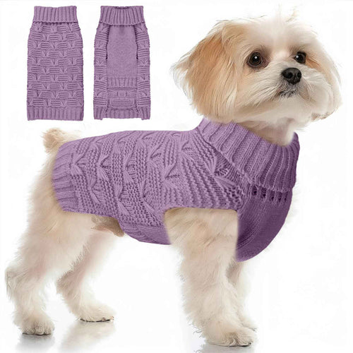 BAEJMJK Small Dog Sweater Turtleneck Dog Sweater Vest Warm Dog Knitted Sweaters Dog Clothes for Small Medium Dogs Fall Winter Puppy Knitwear Pullover for Girl Boy Dogs Cats(PurpleXX-Large)