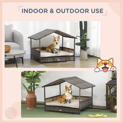 CozyWicker Dog House – Stylish Comfort with Soft Cushion