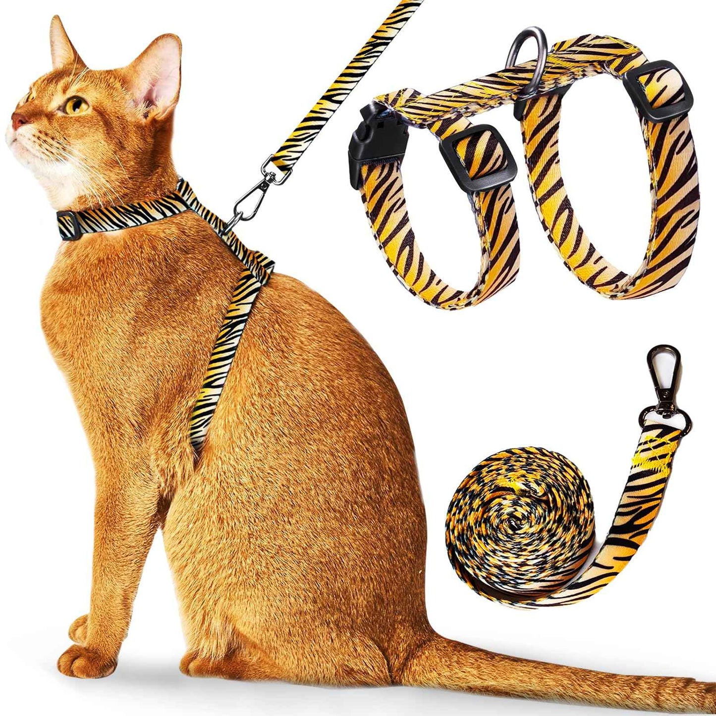 WaggyTech Cat Harness and Leash Escape Proof Adjustable Soft Kitten Leash for Outdoor Walking & Travel with Breathable Nylon 4.9ft Cat Leash - Lightweight & Safe Small Cat Harness [XS]