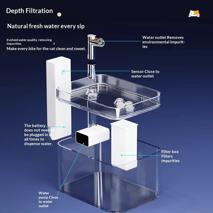 SmartFlow Cat Fountain – Wireless & Automatic Fresh Water