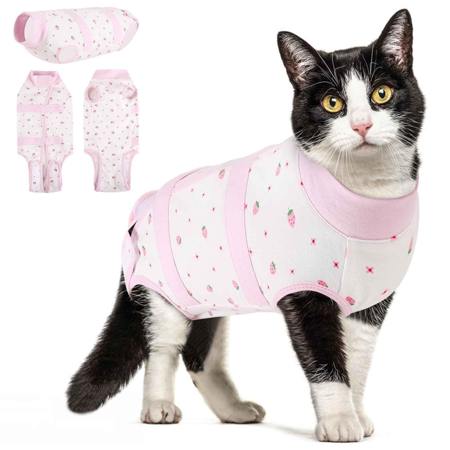 SUNFURA Cat Recovery Suit Breathable Cat Surgery Recovery Suit Kitten Onesie for Cats After Surgery Cat Surgical Spay Suit Male Female E-Collar Alternative Anti Licking Wounds Pink M