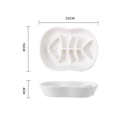 Ceramic Slow Feed Bowl for Cats and Dogs, Anti-Slip