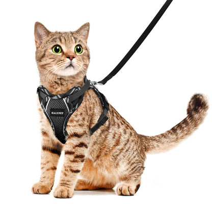 Halypet Cat Harness and Leash Set [H500 Pro Escape Proof Cat Harness for Walking Adjustable Breathable Soft Travel Cat Leash Reflective Strips Kitten Harness