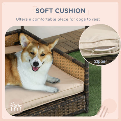 CozyWicker Dog House – Stylish Comfort with Soft Cushion
