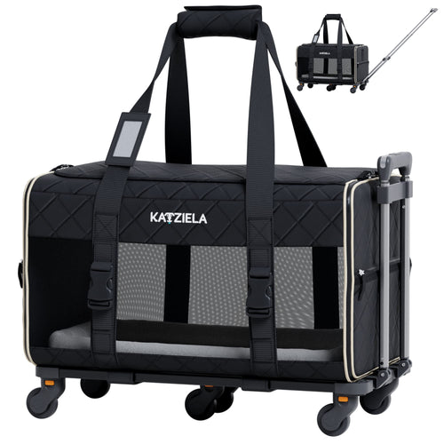 Pet Carrier Airline Approved - Dog Carrier with Wheels - TSA Airline Approved Dog Carrier - Rolling Pet Carrier with Wheels for Small to Medium Size Cat or Dog - Airplane Cabin Animal