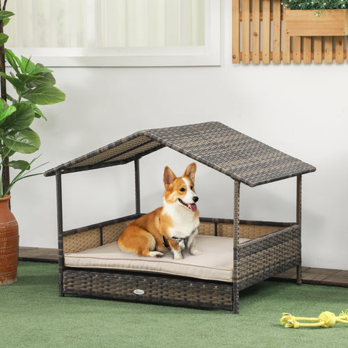 CozyWicker Dog House – Stylish Comfort with Soft Cushion