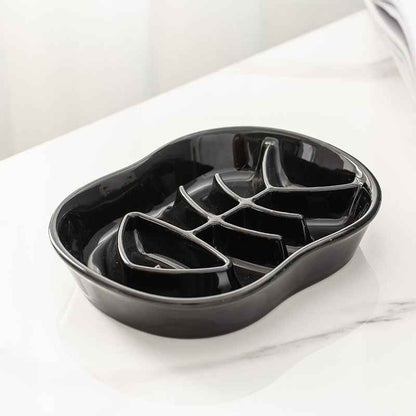 Ceramic Slow Feed Bowl for Cats and Dogs, Anti-Slip