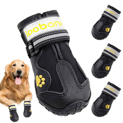 LOOBANI Dog Shoes Winter Snow Boots for Large Size Medium Dogs Reflective Anti-Slip Paw Protectors for Rain Booties Hot Pavement Summer Hardwood Floors Running Water-Resistant Dog Shoes