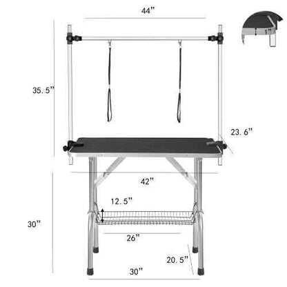 Large Pet Dog And Cat Grooming Table With Adjustable Arms And Clips Large Heavy Animal Grooming Table, 42 Inches