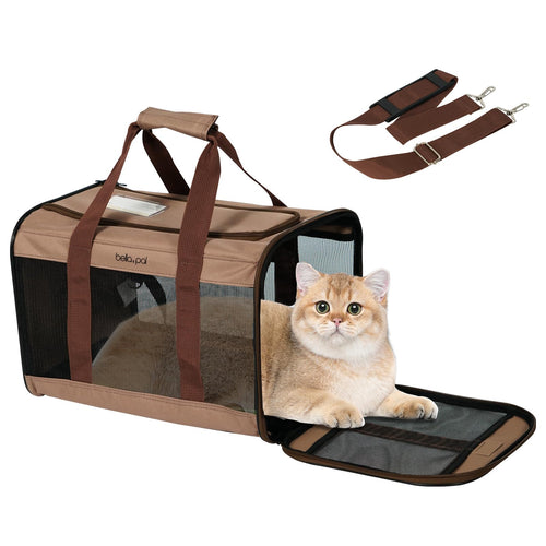BELLA & PAL Dog Carriers for Small Dogs Cat Carrier Soft Pet Carrier Airline Approved Small Animal Carrier Under 16 Lbs Puppy Dog Collapsible Soft Sided Travel Brown