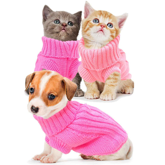 2 Pack XS Dog Sweaters for Small Dogs Girl Knitted Turtleneck Puppy Sweater Warm Fall Winter Female Dog Clothes Pullover Cat Sweater Xs