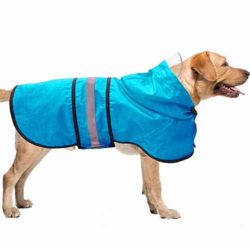 Dog Raincoat Waterproof Reflective Slicker - Lightweight Breathable Hooded Poncho Rain Coat Jacket with Adjustable Belly Strap and Leash Hole for Small Medium Large Dogs (Large Yellow)