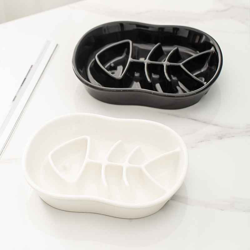 Ceramic Slow Feed Bowl for Cats and Dogs, Anti-Slip