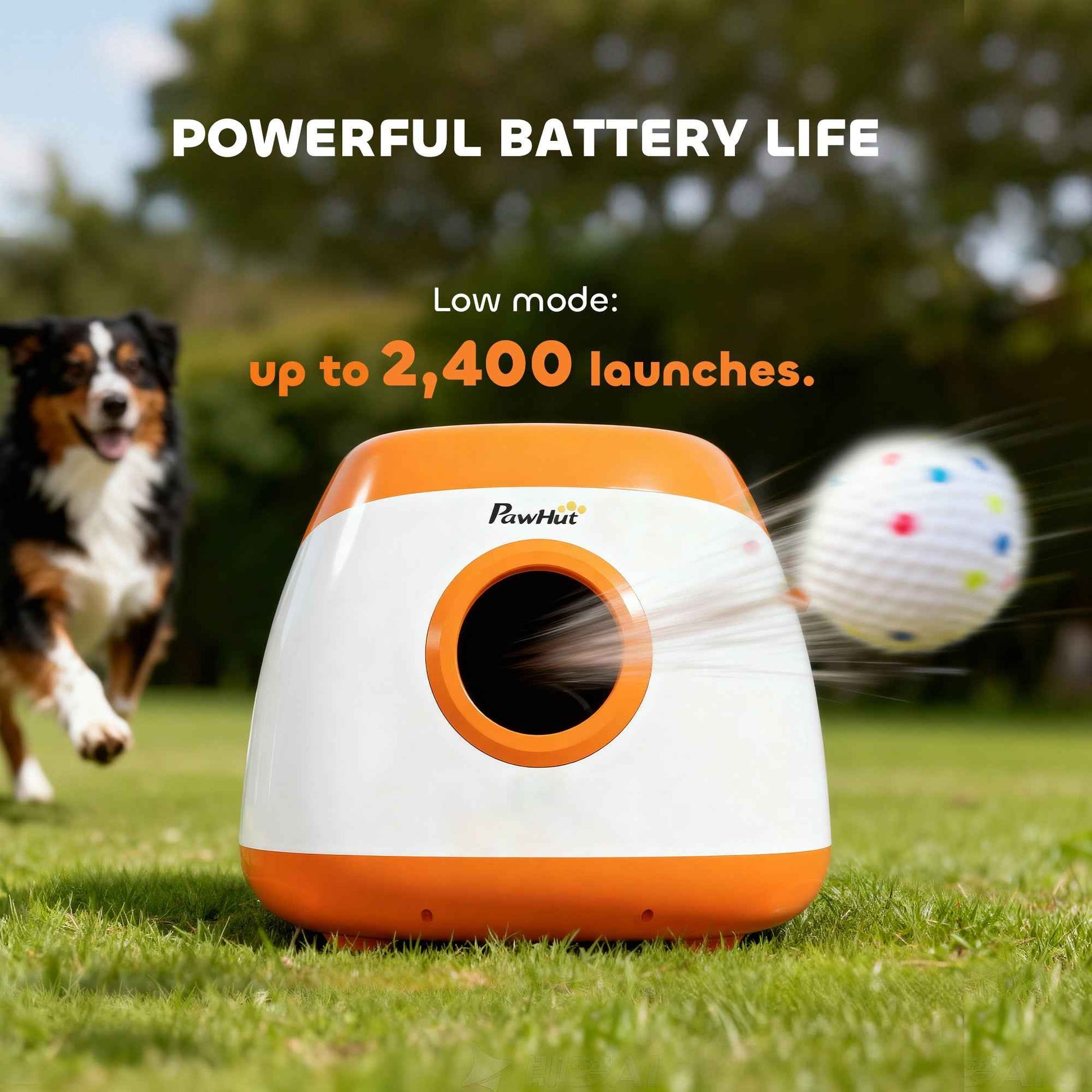 Automatic Dog Ball Launcher with 26-80 FT Distance, Automatic Ball Launcher for Medium and Large Dogs, Orange