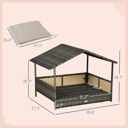 CozyWicker Dog House – Stylish Comfort with Soft Cushion