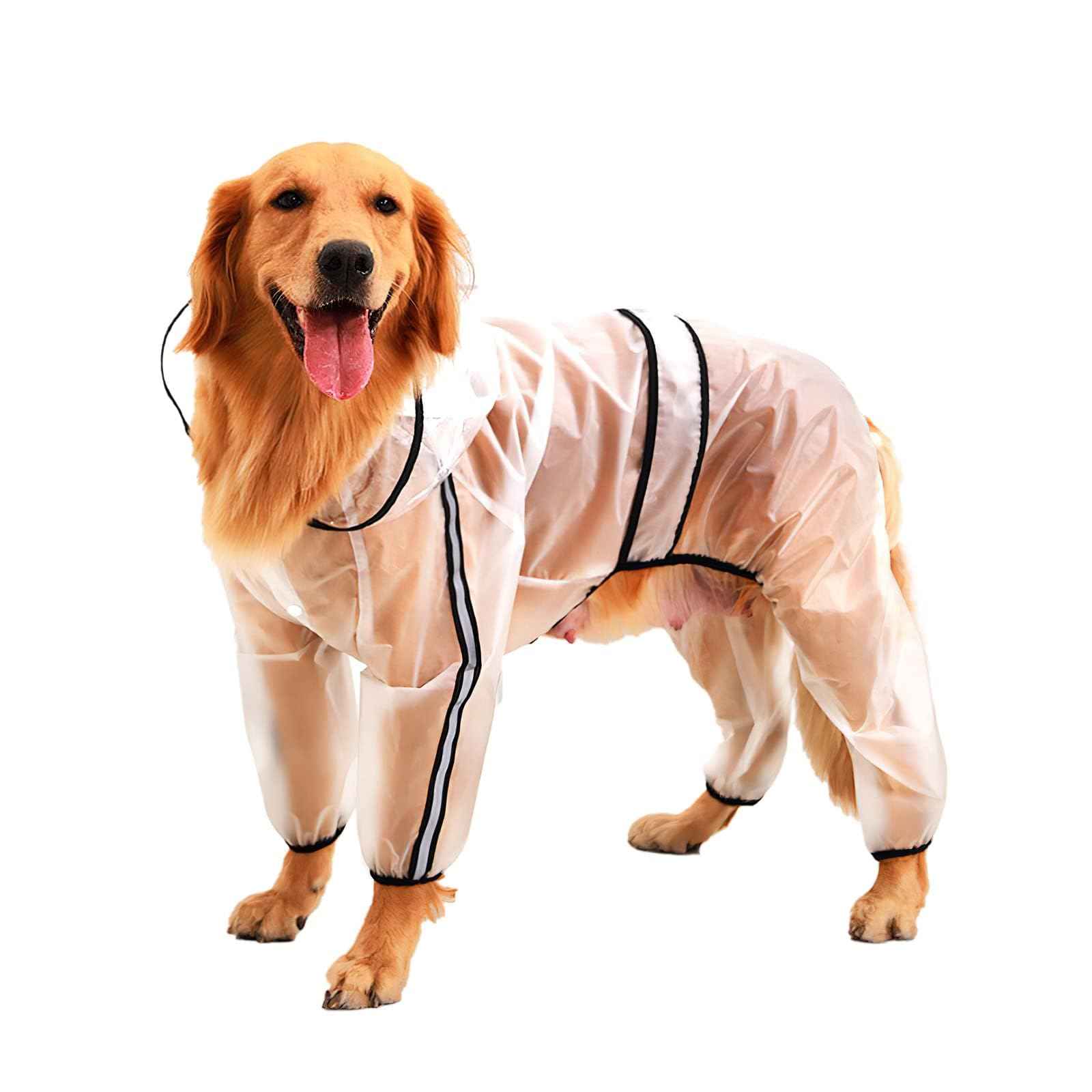Patyelf Clear Dog Rain Coats Waterproof Dog Raincoat Rain Jacket Raincoat Adjustable Reflective Lightweight Pet Rain Clothes Dog Hooded Slicker Poncho for Small Medium Large Dogs(3XL)